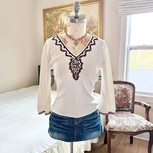 90s white embroidered peasant top Joseph A size medium